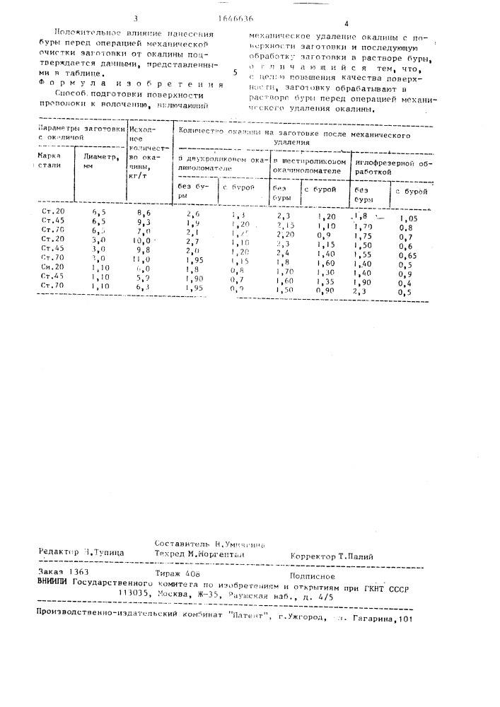 Способ подготовки поверхности проволоки к волочению (патент 1646636)