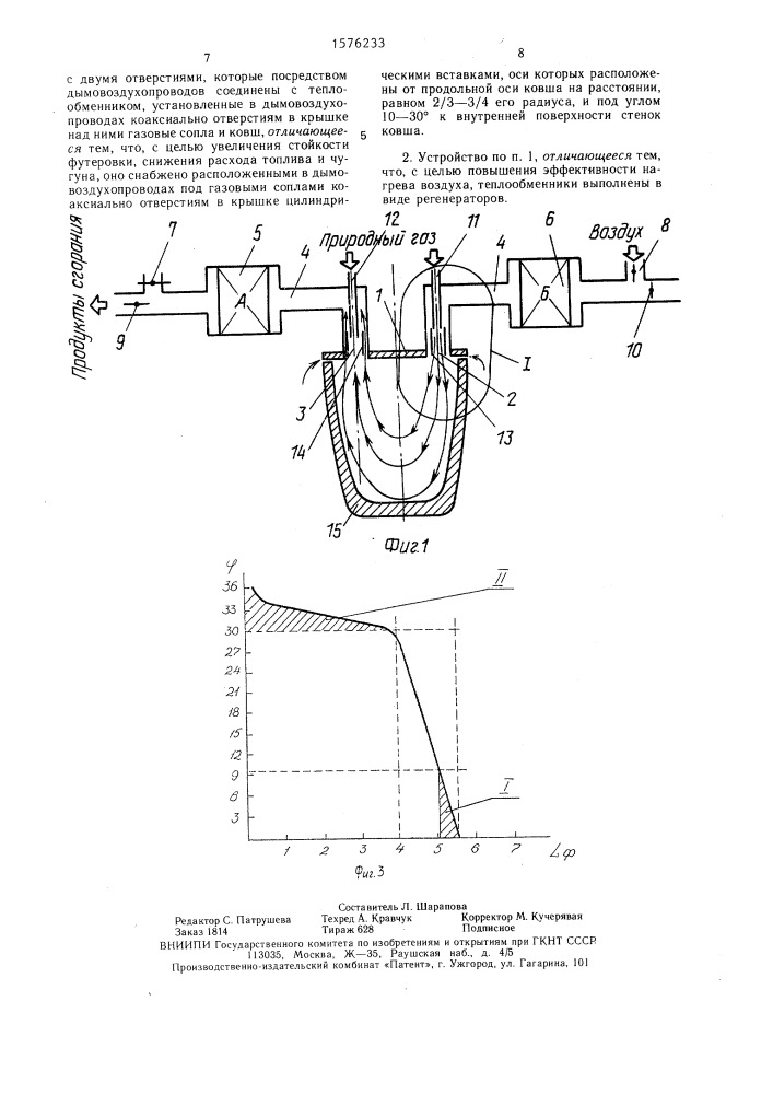 Устройство высокотемпературного нагрева футеровки ковша (патент 1576233)