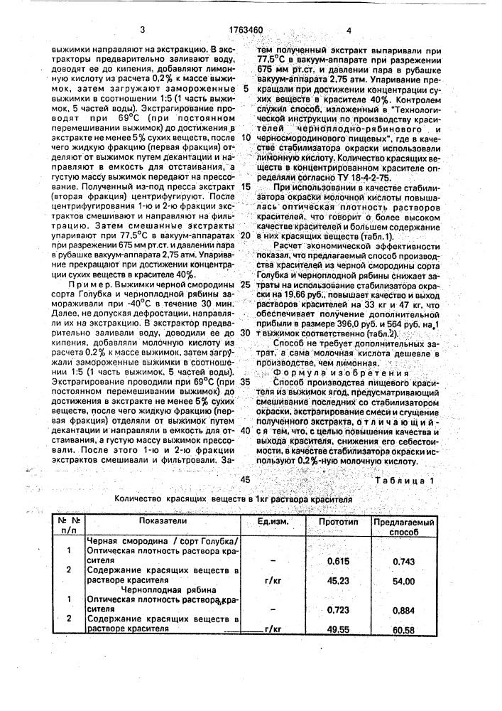 Способ производства пищевого красителя из выжимок ягод (патент 1763460)
