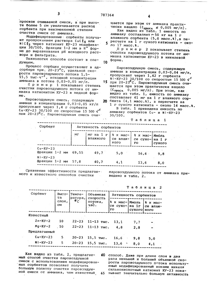 Способ очистки паровоздушной смеси от аммиака (патент 787364)