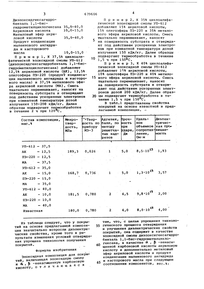 Эпоксидная композиция для покрытий (патент 679606)