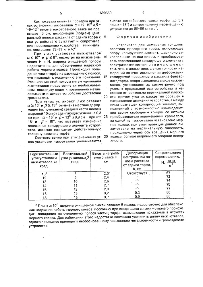 Устройство для измерения толщины расстила фрезерного торфа (патент 1690559)