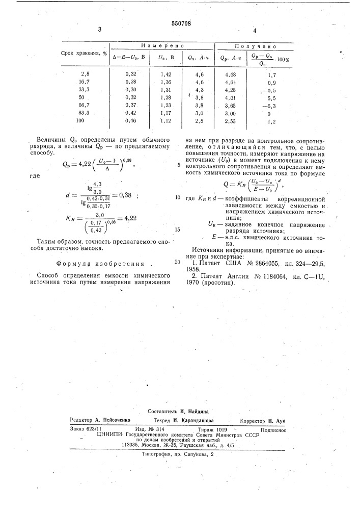 Способ определения емкости химического института тика (патент 550708)
