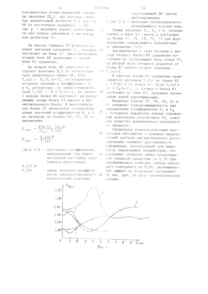 Система автоматического регулирования одностадийным циклом мокрого измельчения (патент 1255208)