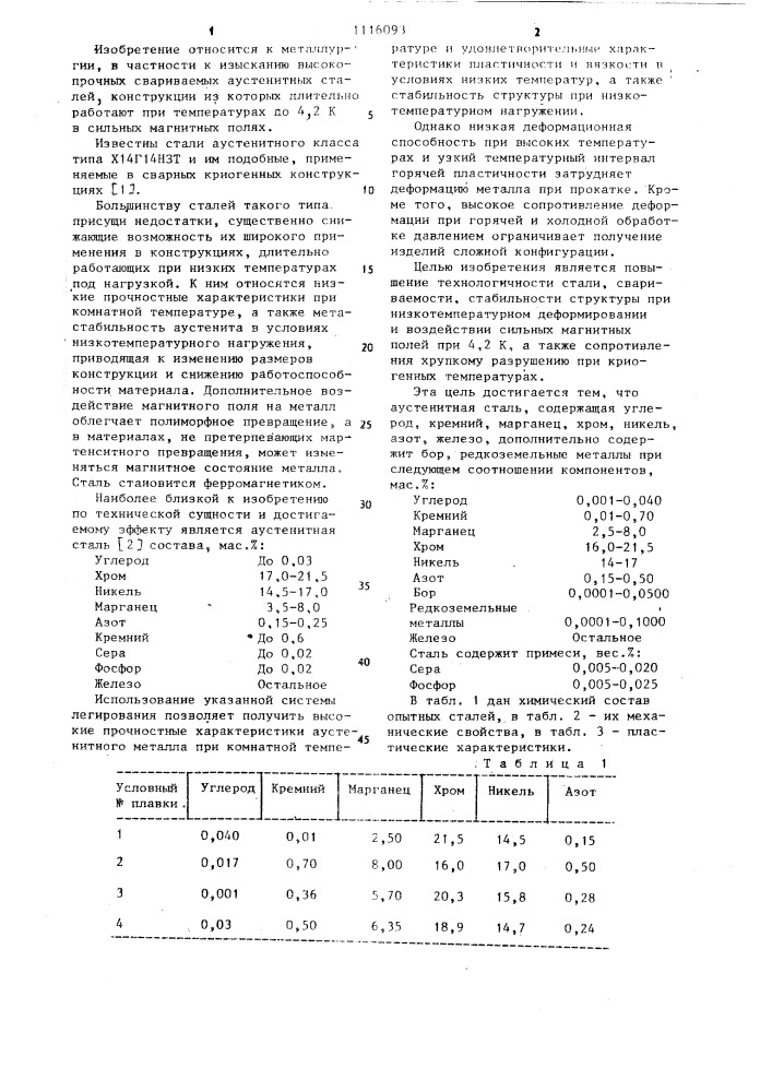 Аустенитная сталь (патент 1116093)