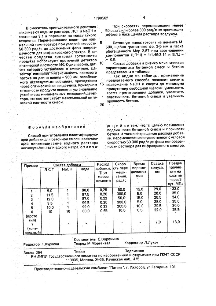 Способ приготовления пластифицирующей добавки для бетонной смеси (патент 1790562)