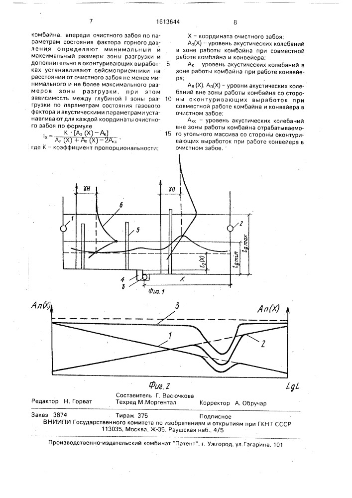 Способ определения безопасной зоны разгрузки в очистном забое (патент 1613644)