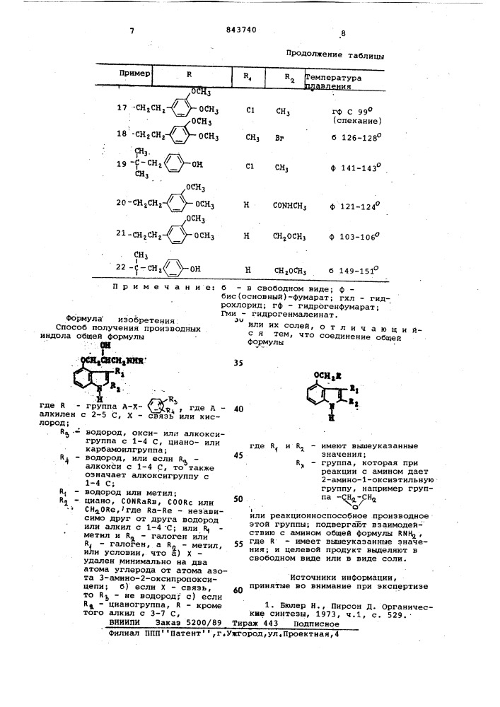 Способ получения производных индо-ла или их солей (патент 843740)