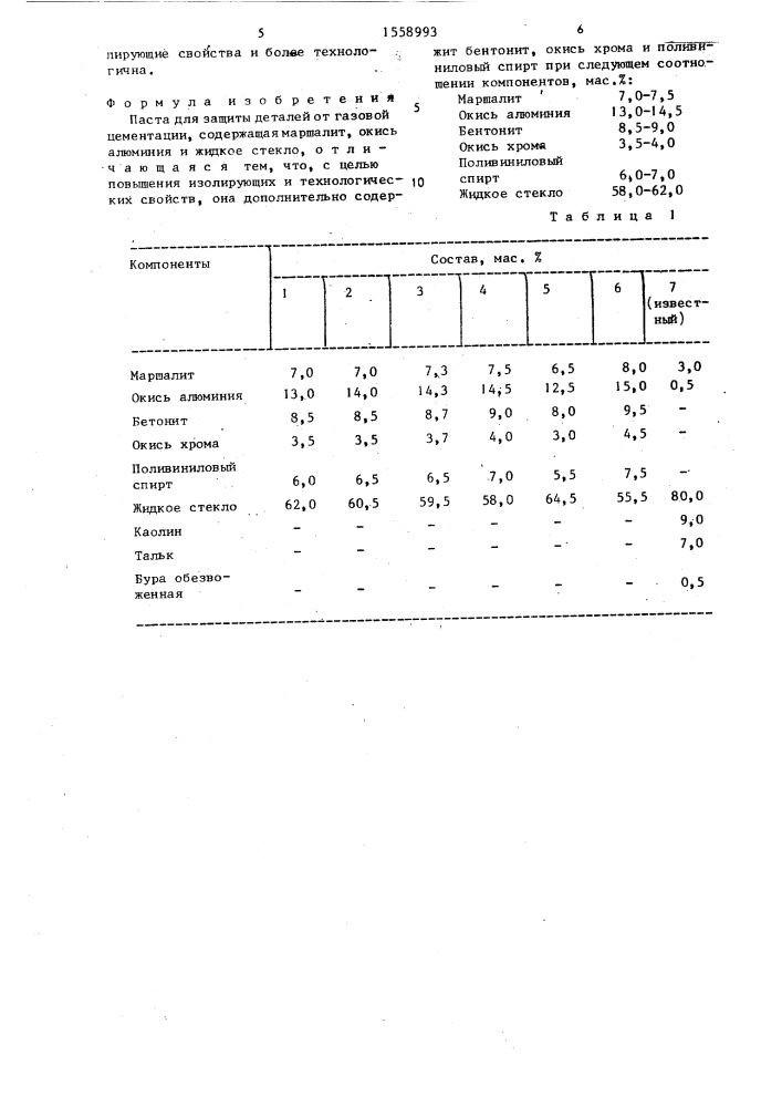 Паста для защиты деталей от газовой цементации (патент 1558993)