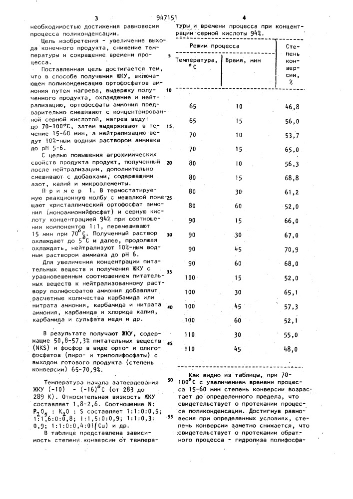 Способ получения жидких комплексных удобрений (патент 947151)