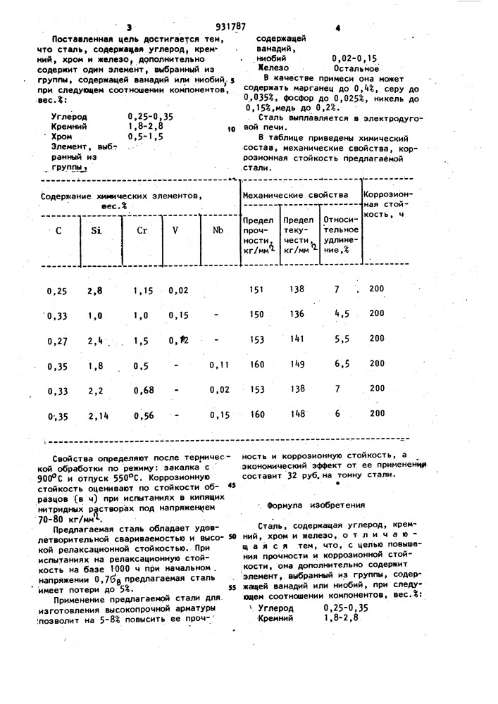 Сталь (патент 931787)