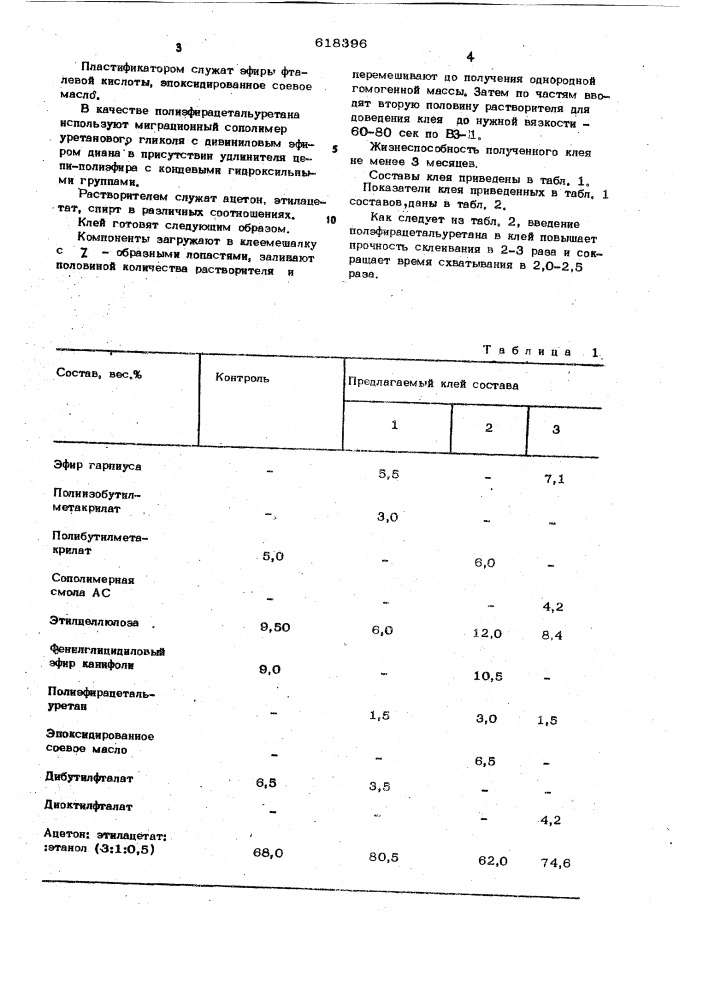 Клей (патент 618396)