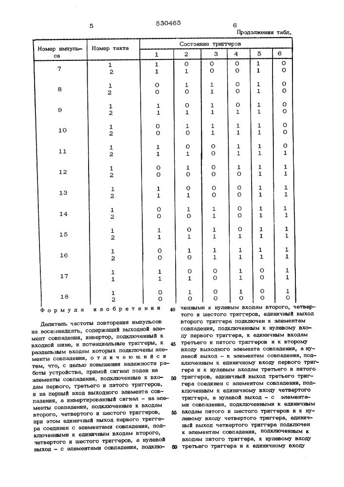 Делитель частоты повторения импульсов на восемнадцать (патент 530465)