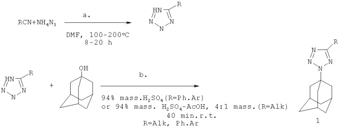 Способ получения 2-(1-адамантил)-5r-тетразолов, проявляющих активность против вируса гриппа а (патент 2526263)