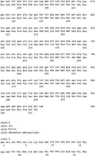 Пептид neisseria meningitidis для терапевтического и диагностического применения (патент 2313535)