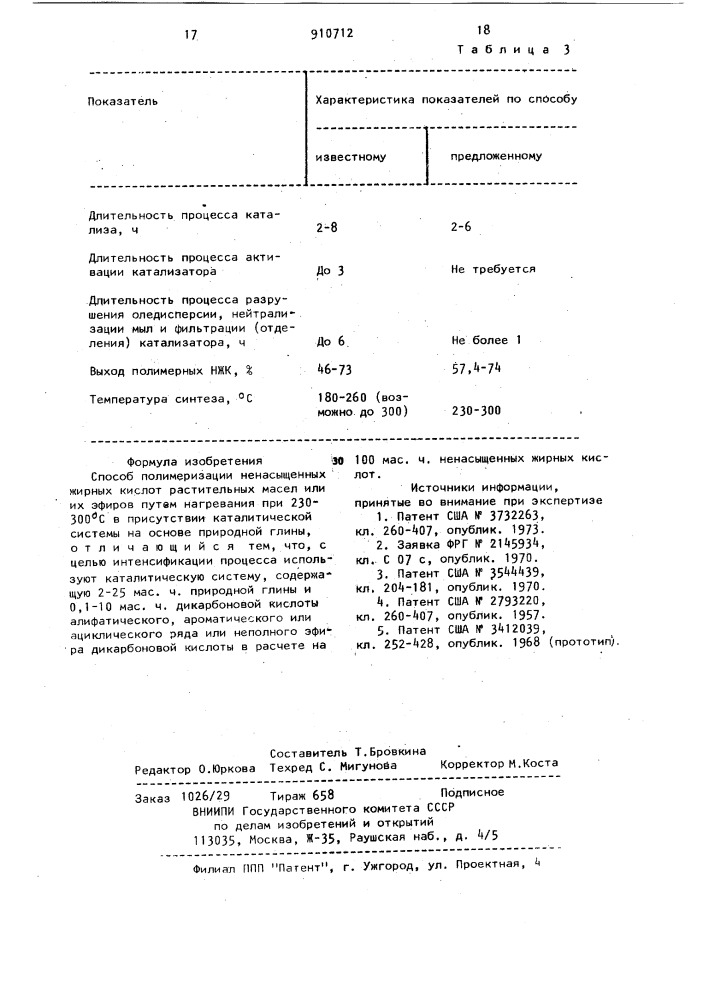 Способ полимеризации ненасыщенных жирных кислот растительных масел или их эфиров (патент 910712)