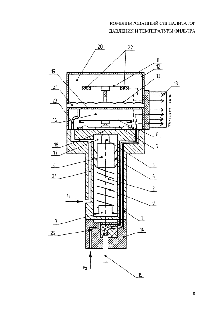 Комбинированный сигнализатор давления и температуры фильтра (патент 2625043)