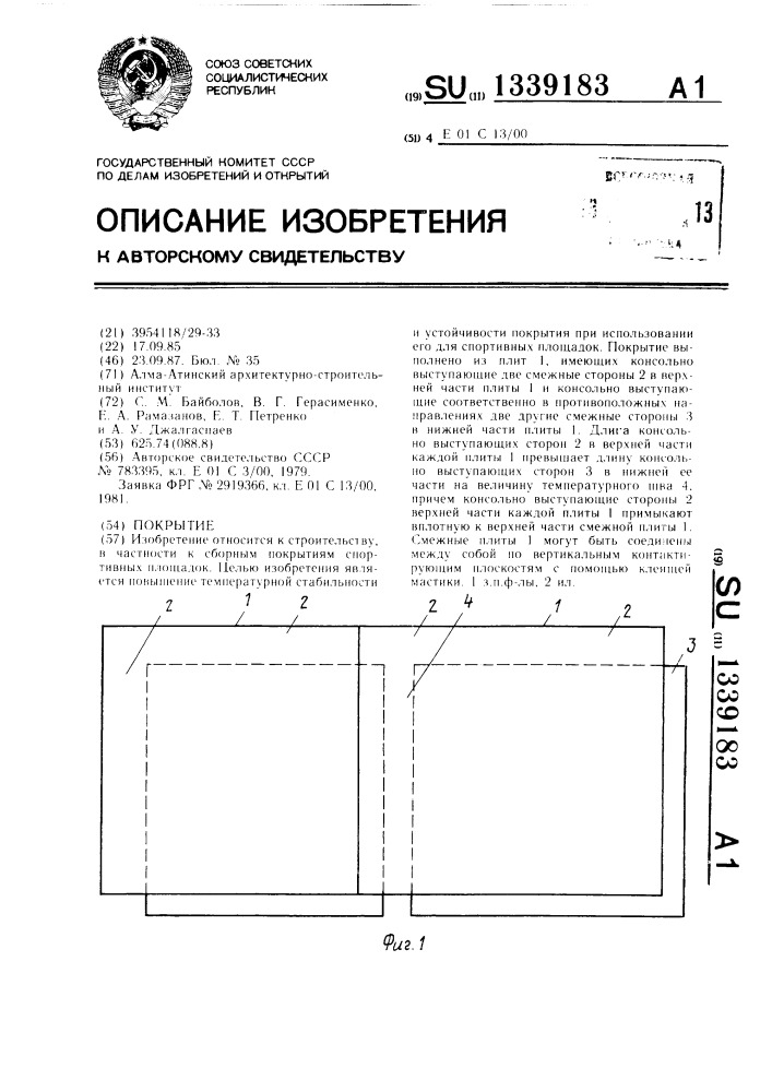 Покрытие (патент 1339183)