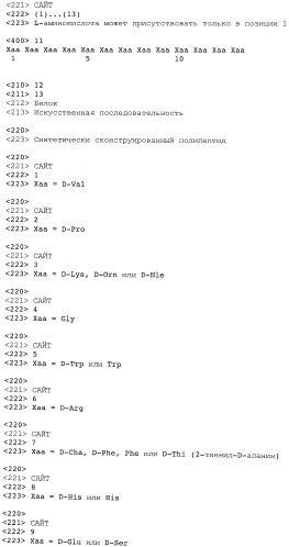 Пептидные аналоги альфа-меланоцитстимулирующего гормона (патент 2496786)