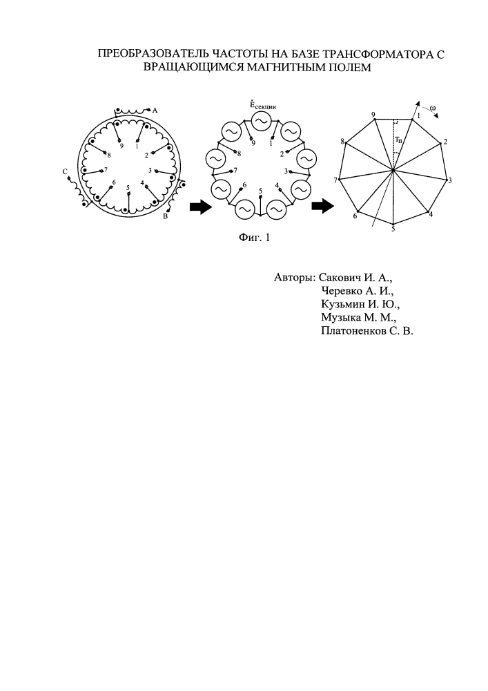 Преобразователь частоты на базе трансформатора с вращающимся магнитным полем (патент 2616971)
