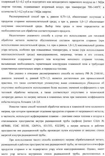 Способ тепловой обработки металла в пламенной печи прямого или косвенного нагрева (варианты), способ сжигания смеси жидкого или газообразного топлива и нагретого воздуха в пламенной печи прямого или косвенного нагрева, устройство отопления (варианты) и регенеративная насадка (варианты) для осуществления способов (патент 2324745)
