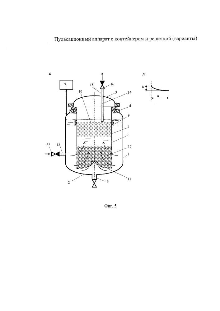 Пульсационный аппарат с контейнером и решеткой (варианты) (патент 2651361)
