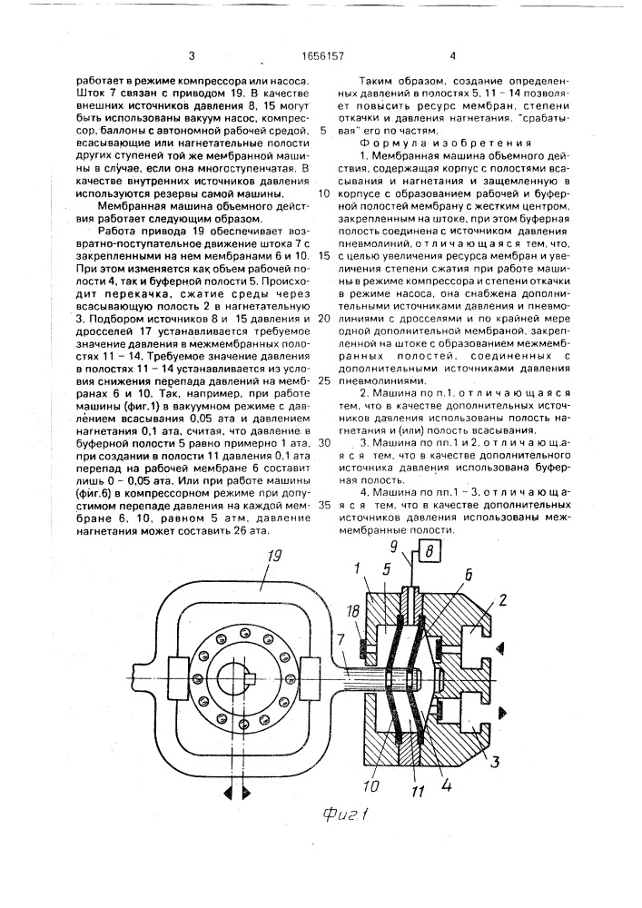 Мембранная машина объемного действия (патент 1656157)