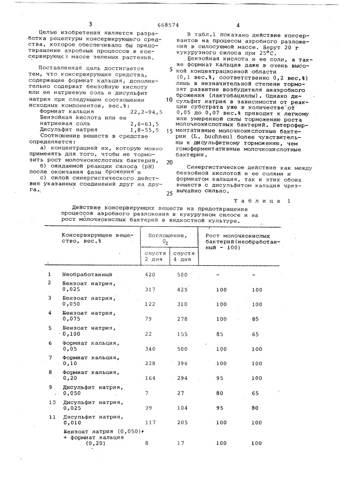 Средство для консервирования зеленых растений (патент 668574)