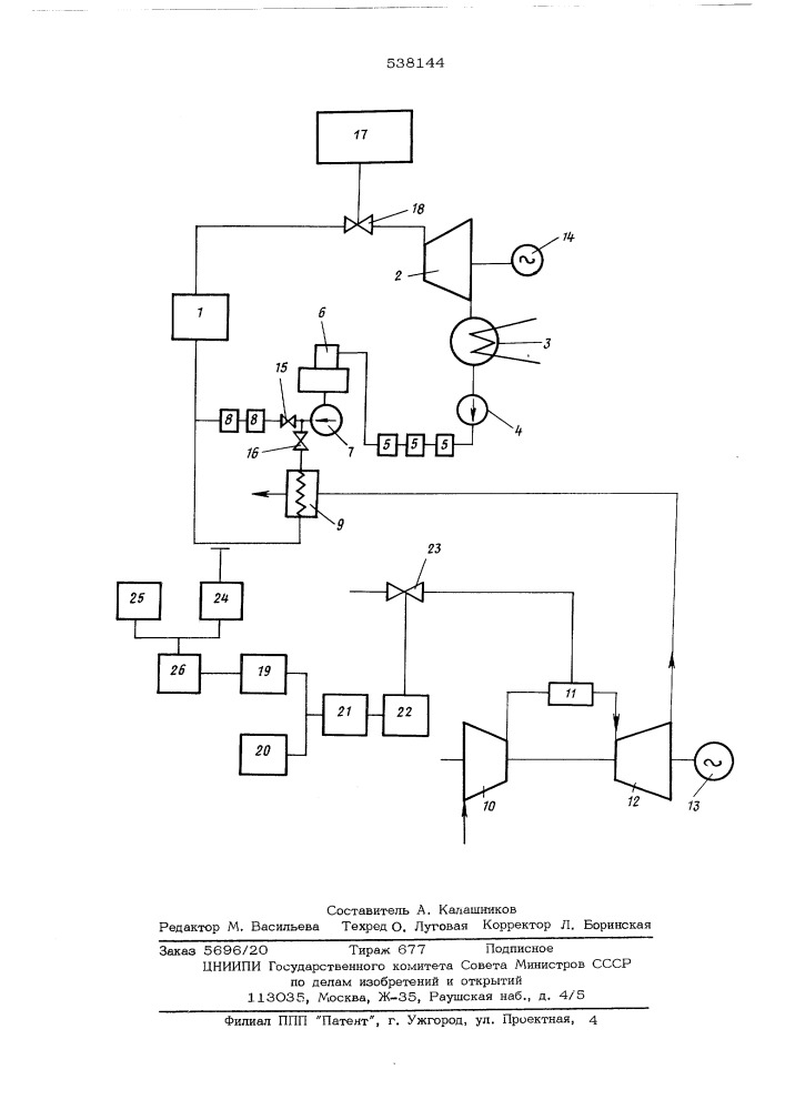Способ регулирования парогазовой установки (патент 538144)