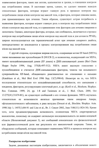 Способ получения фактора, связанного с контролем над потреблением пищи и/или массой тела, полипептид, обладающий активностью подавления потребления пищи и/или прибавления в весе, молекула нуклеиновой кислоты, кодирующая полипептид, способы и применение полипептида (патент 2418002)