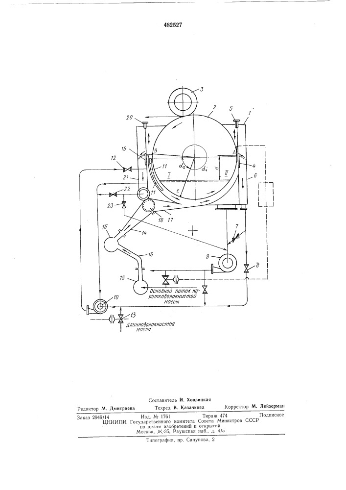 Ванна картоноделательной машины с прямоточной подачей массы (патент 482527)