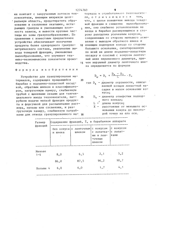 Устройство для гранулирования материалов (патент 1274760)