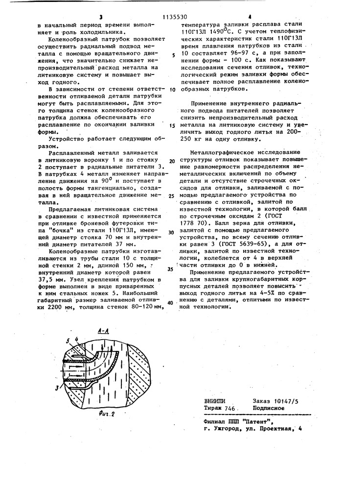 Литниковая система (патент 1135530)