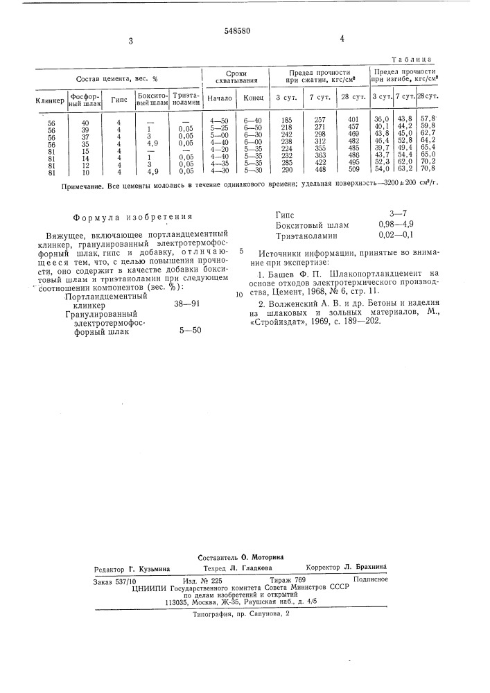 Вяжущее (патент 548580)