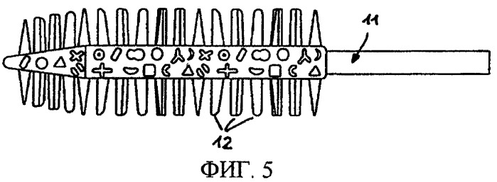 Щетка для нанесения жидких или пастообразных средств, в частности декоративной косметики типа туши для ресниц и способ ее изготовления (патент 2244501)