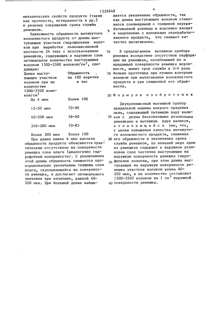 Двухремешковый вытяжной прибор прядильной машины мокрого прядения льна (патент 1326648)