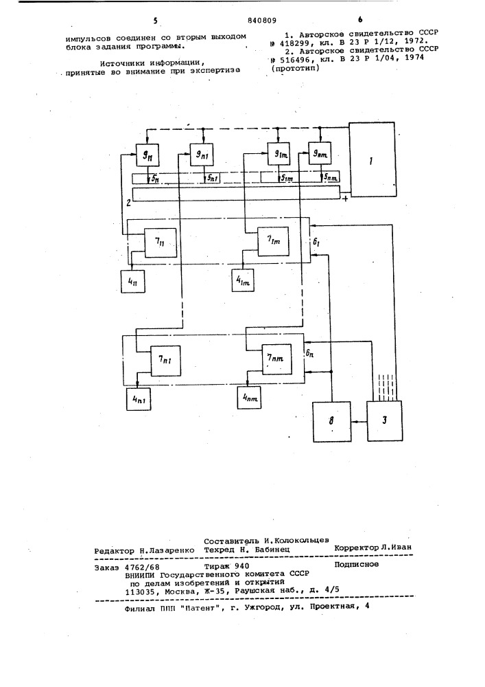 Многоканальное устройство для программногоуправления электрохимическими процессамимаркирования (патент 840809)