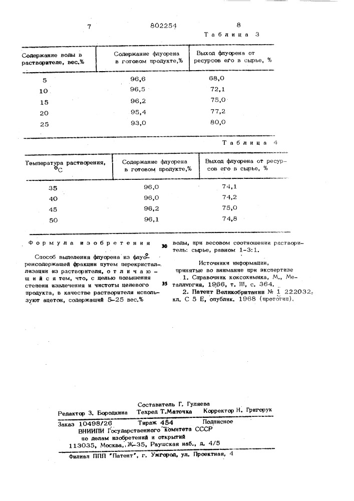 Способ выделения флуорена (патент 802254)