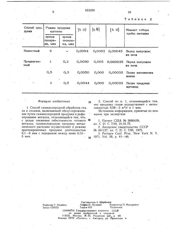 Способ газокислородной обработки стали и сплавов (патент 653299)