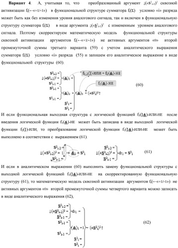 Функциональная структура логико-динамического процесса последовательной сквозной активизации неактивных аргументов &quot;0&quot; второй промежуточной суммы +[s2 i]f(&amp;)-и в сумматоре f( ) при преобразовании позиционных аргументов слагаемых [ni]f(2n) и [mi]f(2n) (варианты) (патент 2450325)