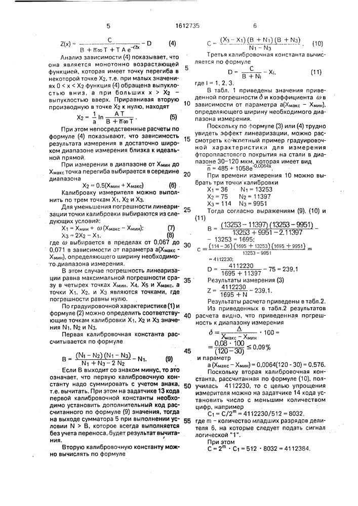 Цифровой нелинейный измеритель частоты импульсов (патент 1612735)