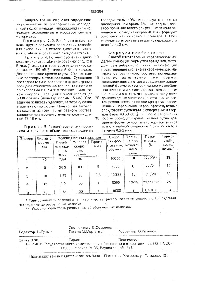 Способ изготовления керамических изделий (патент 1689354)