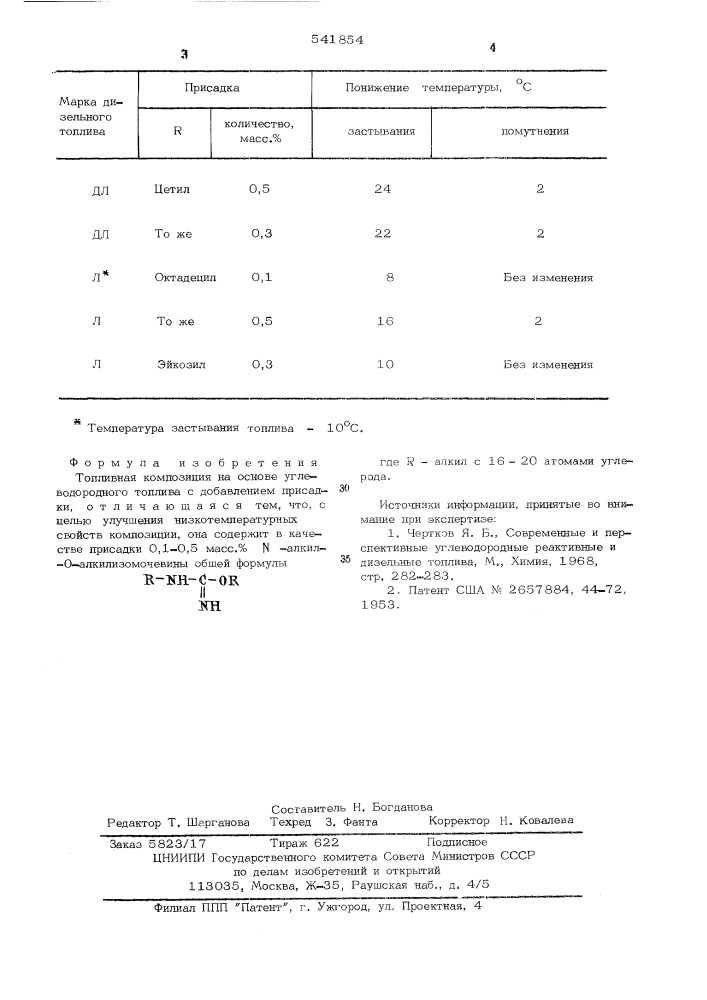 Топливная композиция (патент 541854)