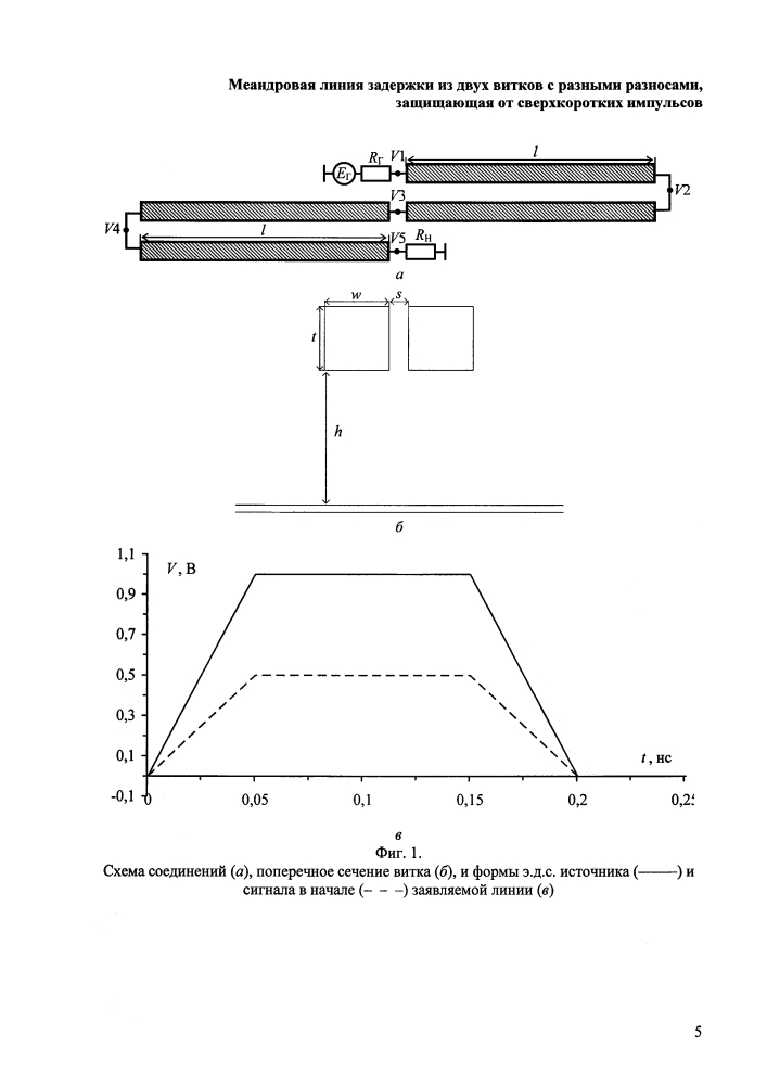 Меандровая линия задержки из двух витков с разными разносами, защищающая от сверхкоротких импульсов (патент 2606776)