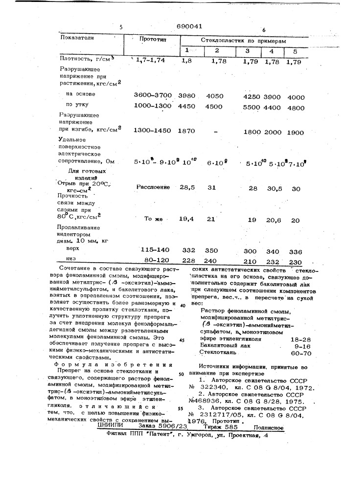 Препрег (патент 690041)