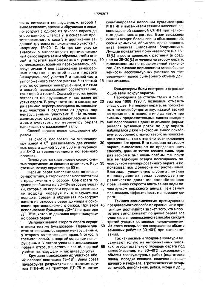 Способ мелиорации оврагов (патент 1729307)