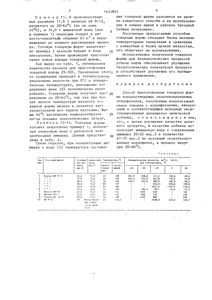 Способ приготовления товарной формы водорастворимых оксиэтилированных алкилфенолов (патент 1625863)