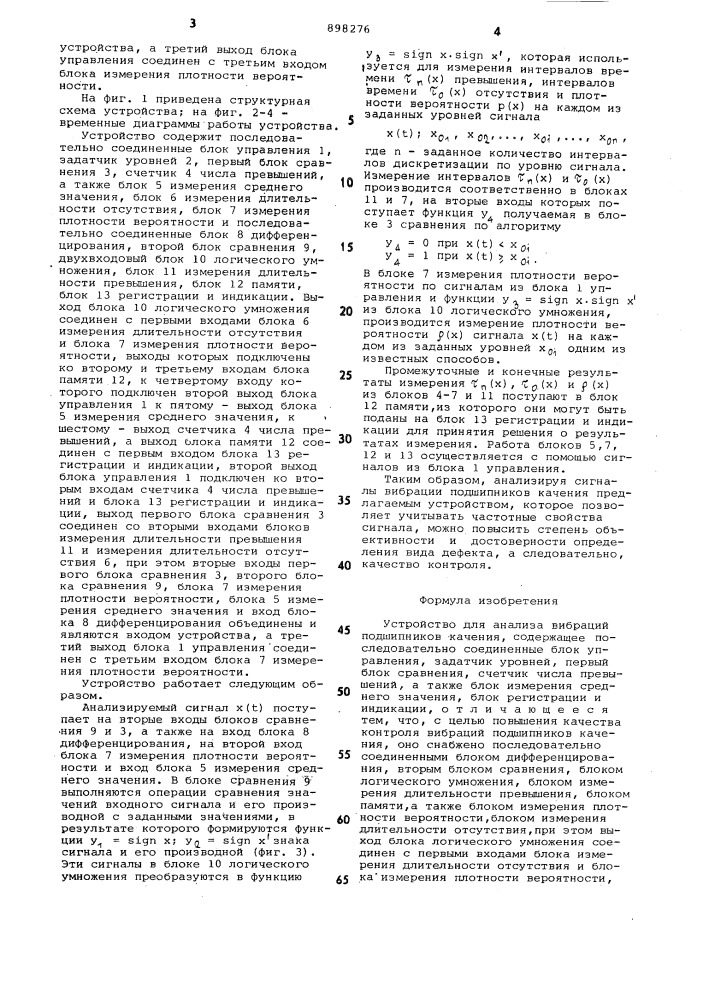 Устройство для анализа вибраций подшипников качения (патент 898276)