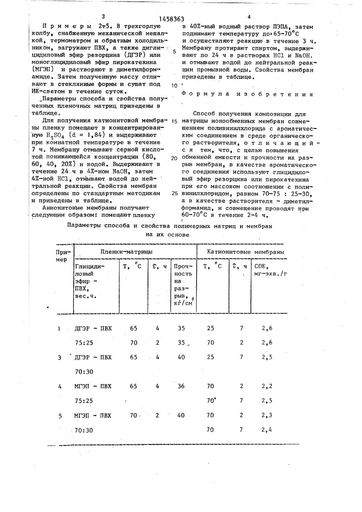 Способ получения композиции для матрицы ионообменных мембран (патент 1458363)