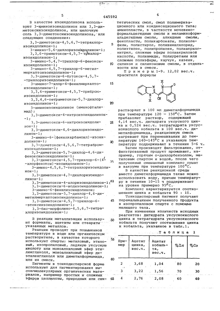 Способ пигментирования высокомолекулярного органического материала (патент 645592)